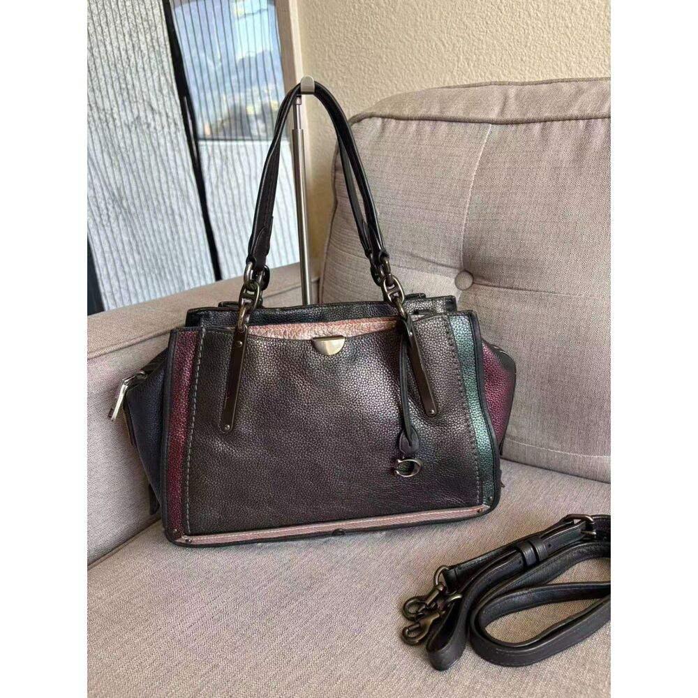 COACH Dreamer 27 Metallic Colorblock Satchel Leather Crossbody Bag